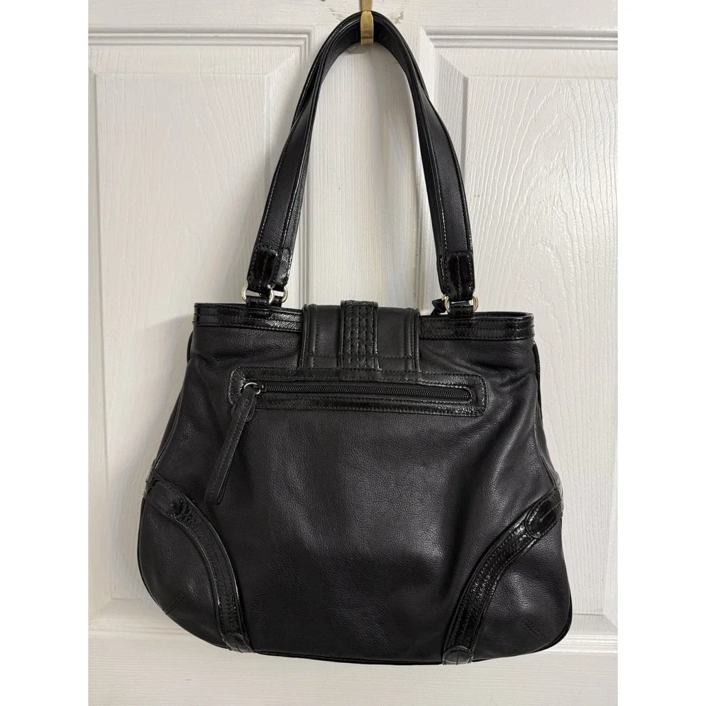 Brighton Handbag Black Leather Hobo Purse Heart Charm Shoulder Bag Silver Detail